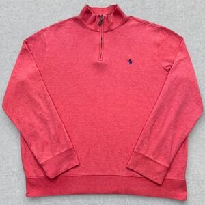 Polo Ralph Lauren Sweater Men's XL Pink 1/4 Zip Pullover Stretch Preppy Modern